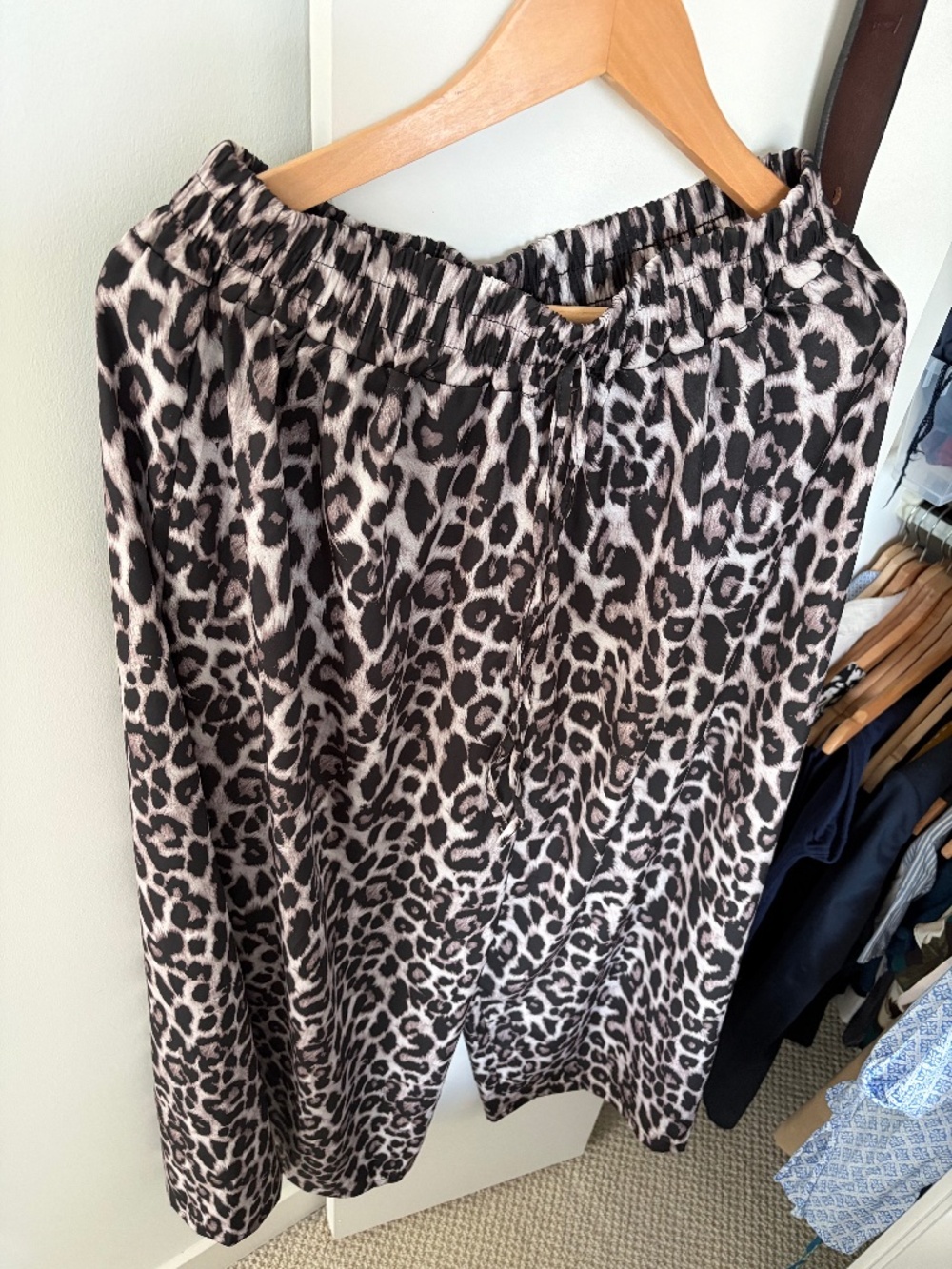 Leopard Animal Print Wide-Leg Pants | Comfortable Elastic Drawstring Waist Trous